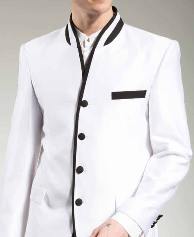 white chinese collar suit